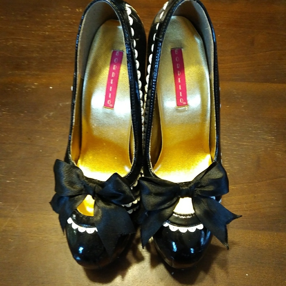 White/Black Bordello Heels